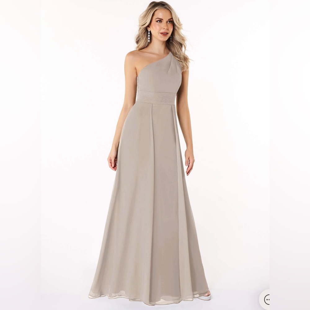 Azazie Taupe One Shoulder Bridesmaid Dress